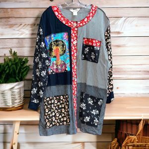 Fern Bratten 18 Two Pc Artsy Lagenlook Painted Tunic and Shirt Art to Wear